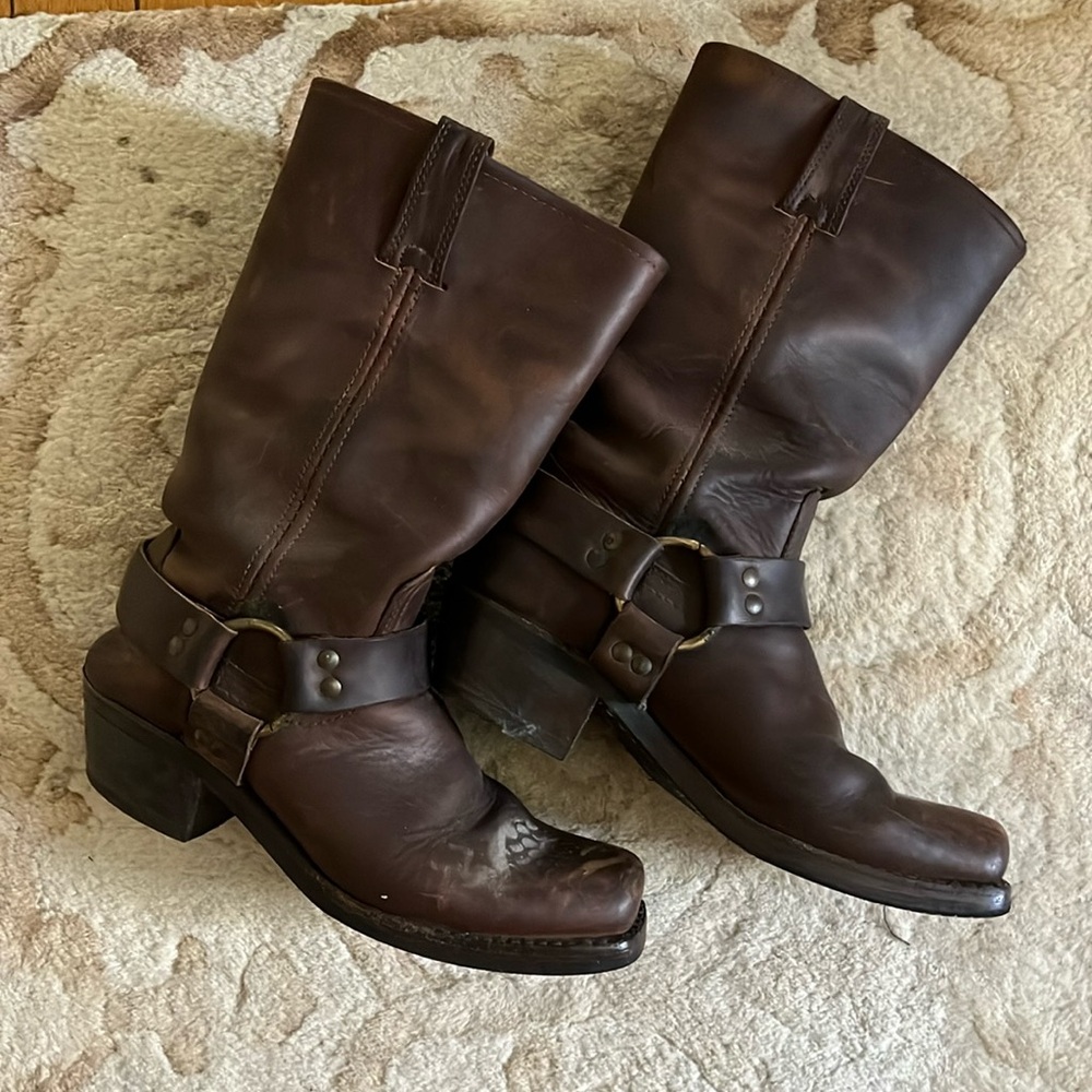 Women’s Brown Silver Hardware Frye Boots